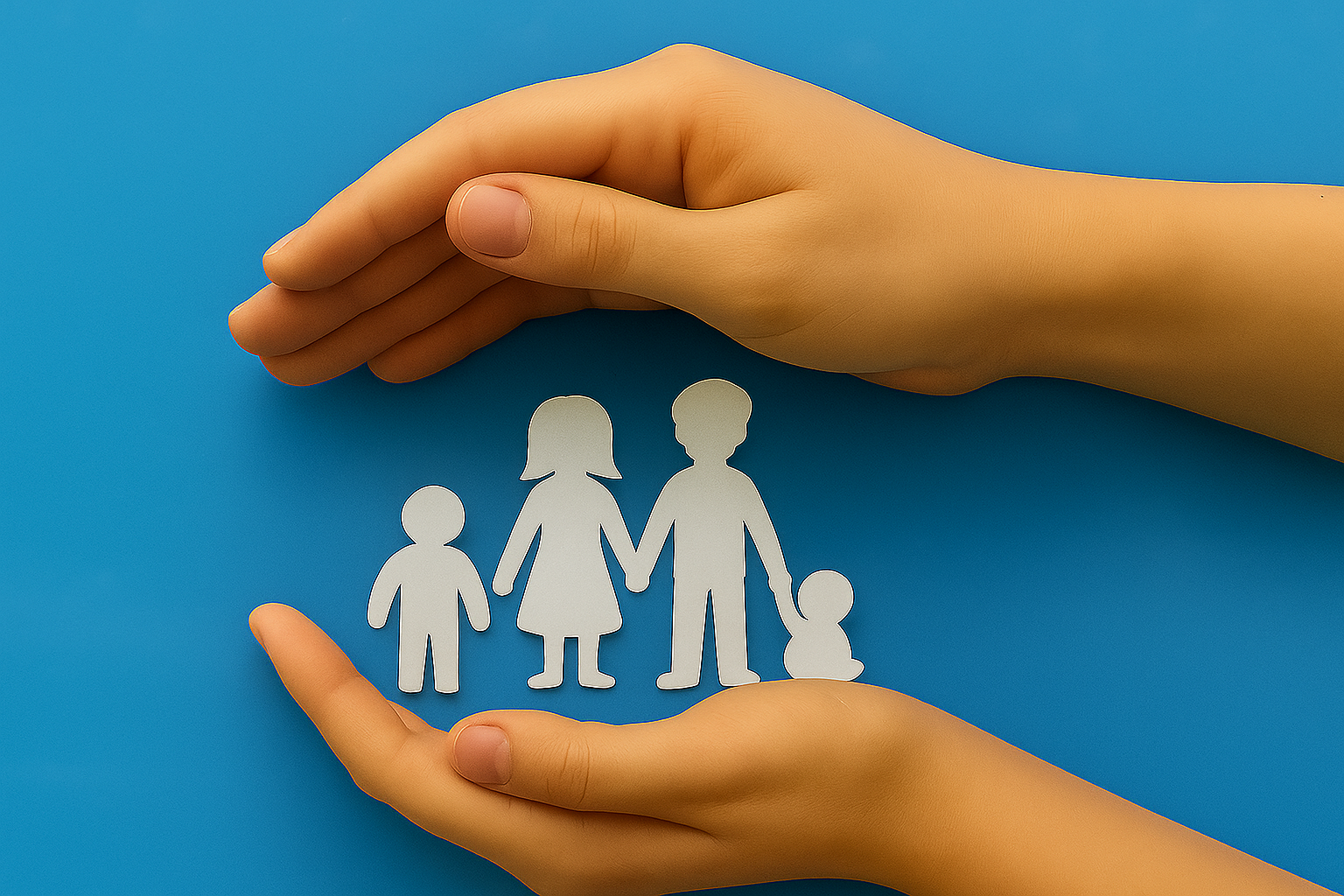 deux mains qui protègent des enfants